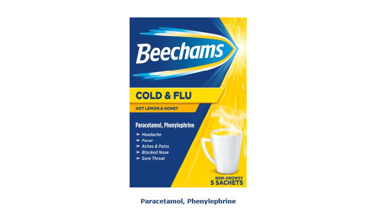 Beechams Cold & Flu range pack-shot