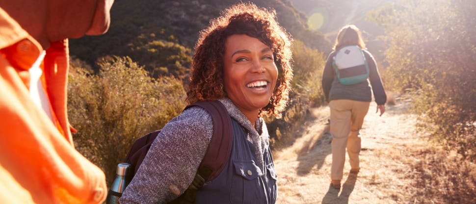 Active women hiking