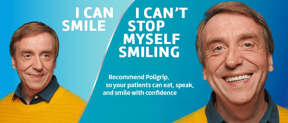 Poligrip user David smiling with confidence