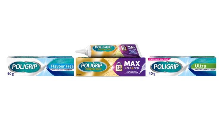 Poligrip denture fixatives product packshots 