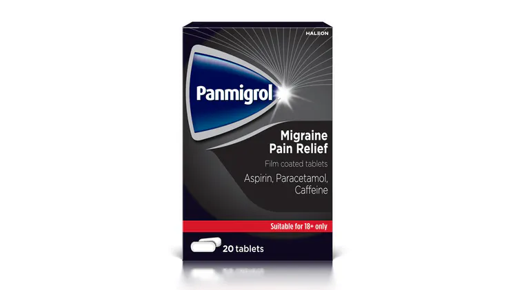 Panmigrol Migraine Pain Relief 20-tablet packshot.