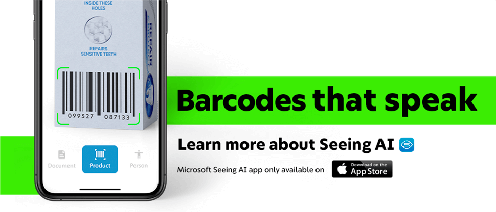 Image of seeing AI scanning a product barcode