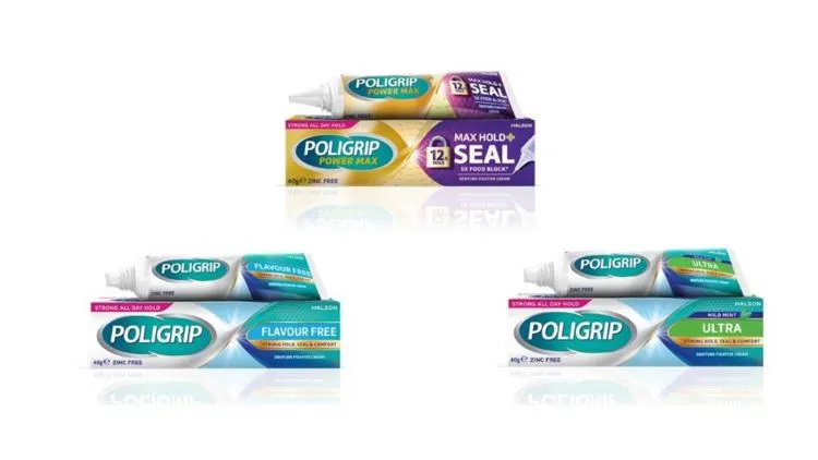 Poligrip denture fixatives packshots