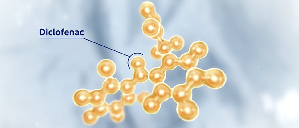 Diclofenac molecule image with label