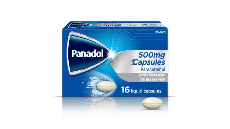 Panadol 500mg Capsules paracetamol pack shot