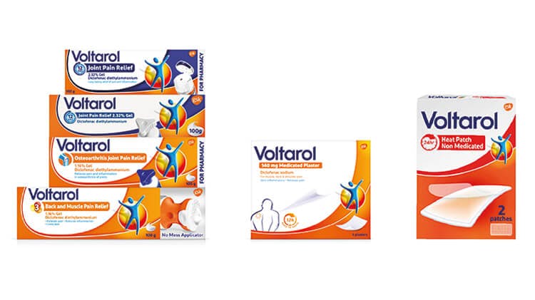 Voltarol range shot no active pharmacy Diclofenac-containing products