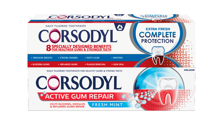 The Corsodyl toothpaste range