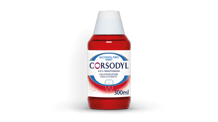 Corsodyl alcohol-free mouthwash packshot