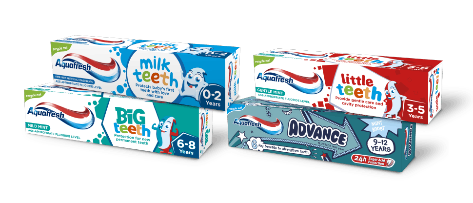 Aquafresh kids toothpaste product range