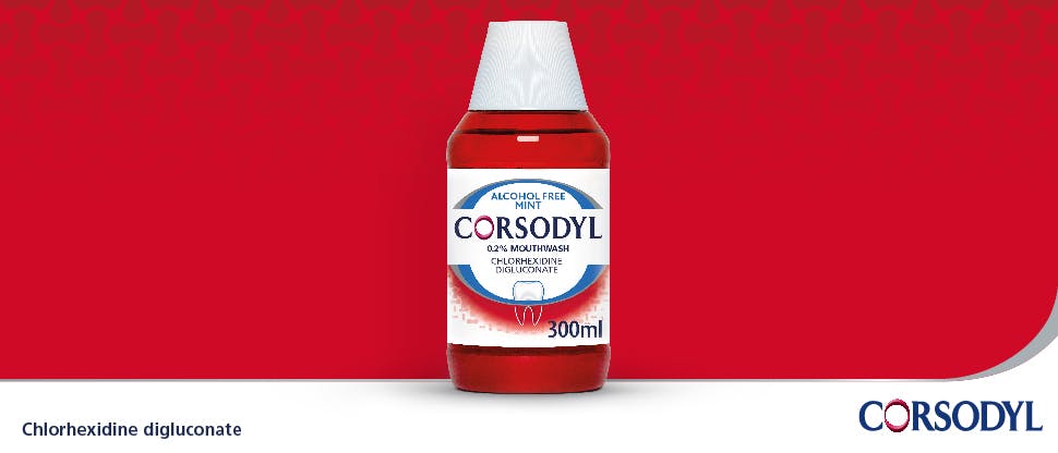 Corsodyl 0.2% w/v Mouthwash pack shot