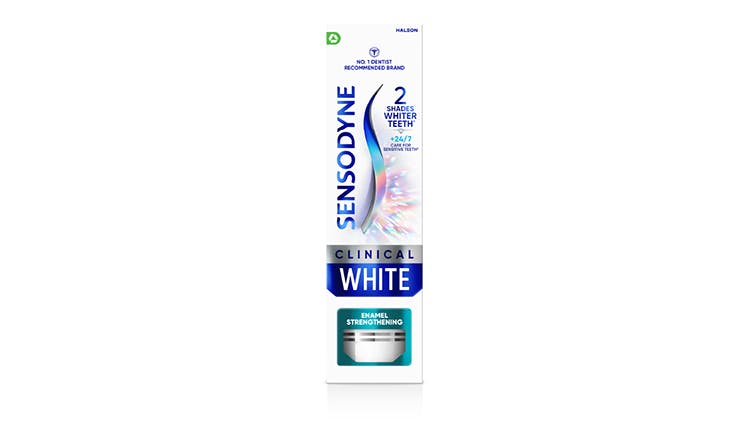 Sensodyne Clinical White toothpaste pack shot