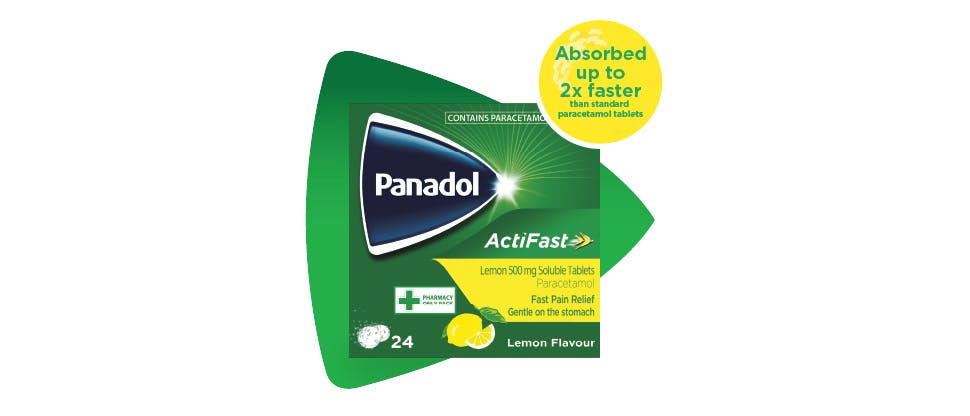 Panadol Actifast Lemon Soluble pack  shot
