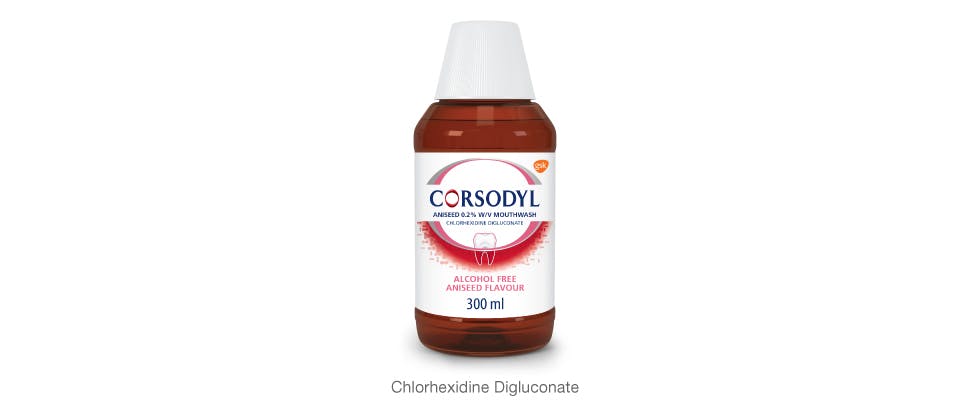 Corsodyl 0.2% w/v Mouthwash pack shot