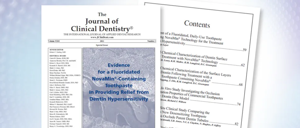 Image of clinical studies in the Journal of Clinical Dentistry for NovaMin technology in Sensodyne