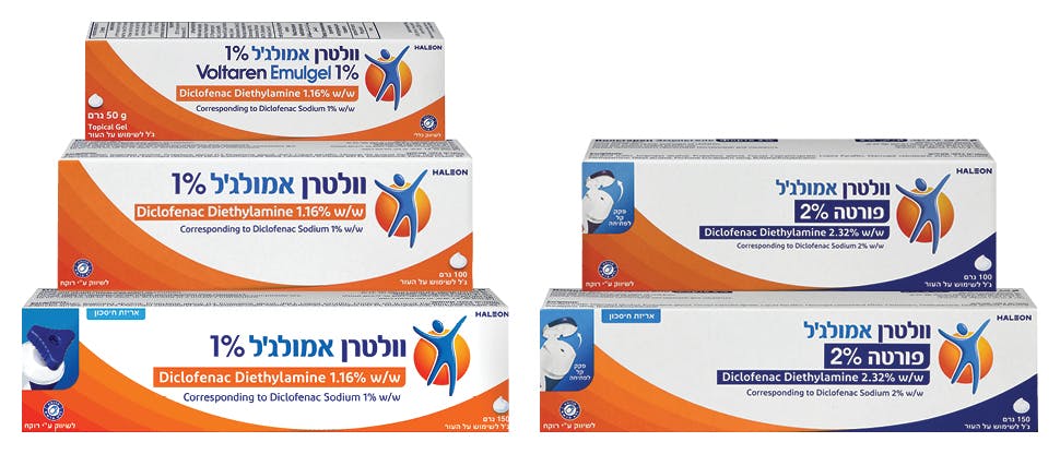 Pain-relief products packshots