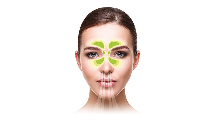 Woman with clear sinus air flow