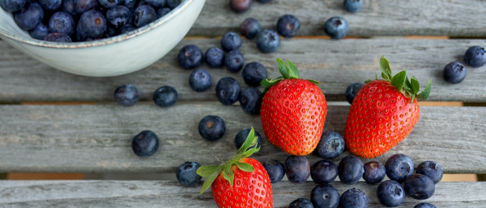 Blueberries and strawberries