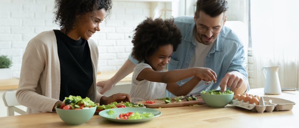 Family making a healthy meal