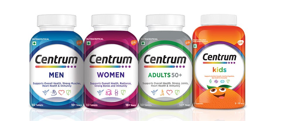 Centrum multivitamins for wellness range
