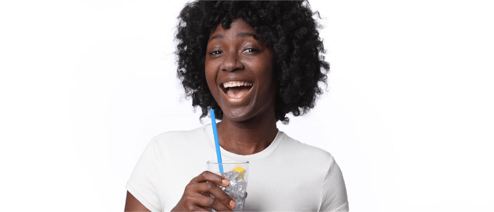 Happy female eating ice cream