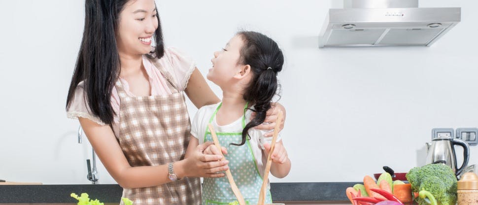 Happy child with his mother