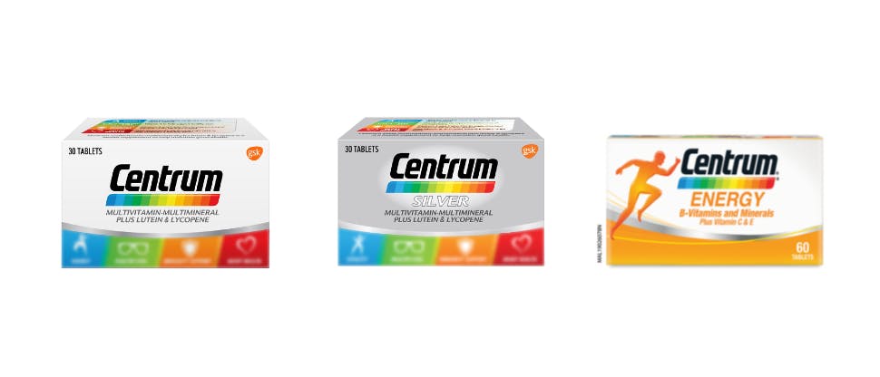 Centrum multivitamins for wellness range