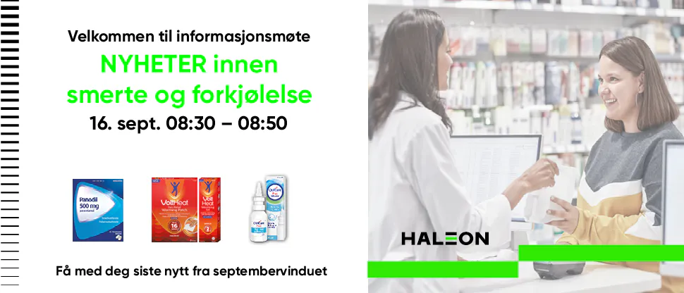 Nyheter innen smerte og forkjølelse Sept 2026