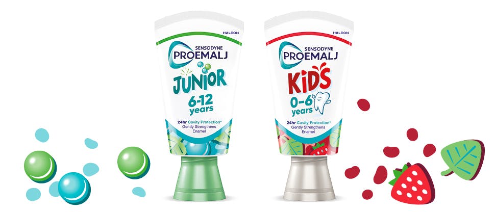 ProEmalj Kids toothpaste range packs