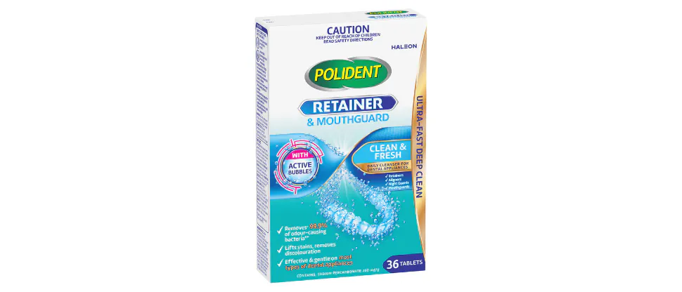 Polident Retainer & Mouthguard Antibacterial Daily Cleanser pack shot