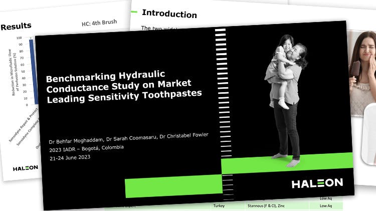 Banner with the text ‘Benchmarking Hydraulic Conductance Study on Market Leading Sensitivity Toothpastes’