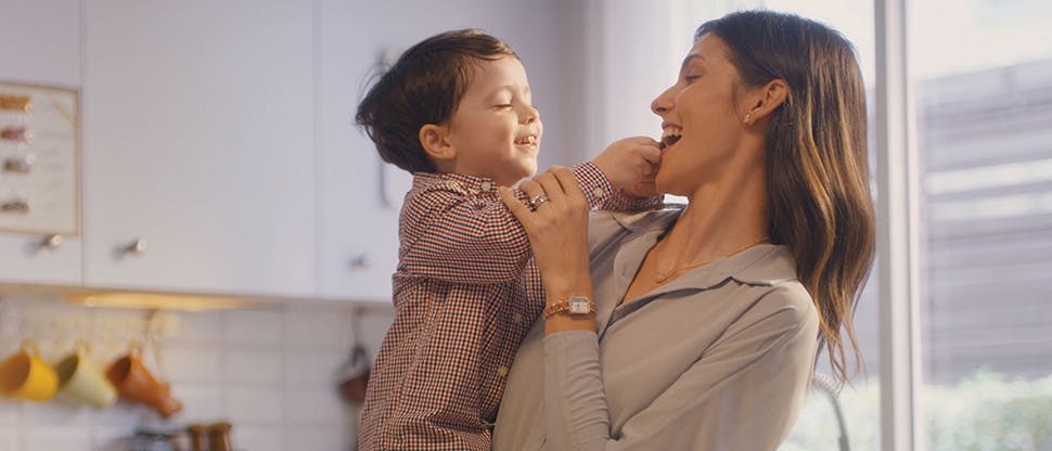 Happy child with his mother