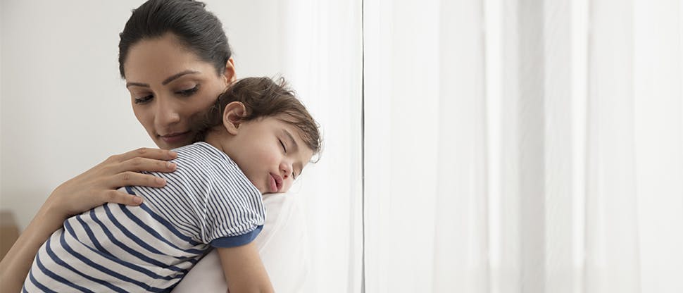 Woman and baby with a fever