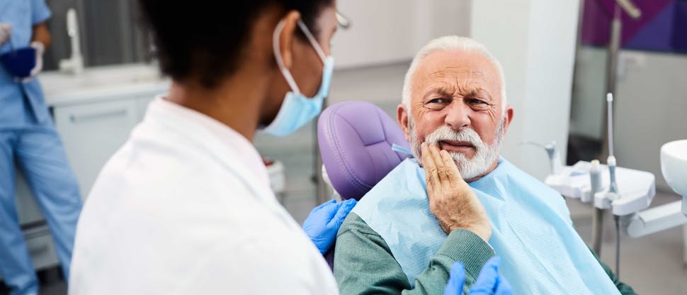 Elderly patient with dentist