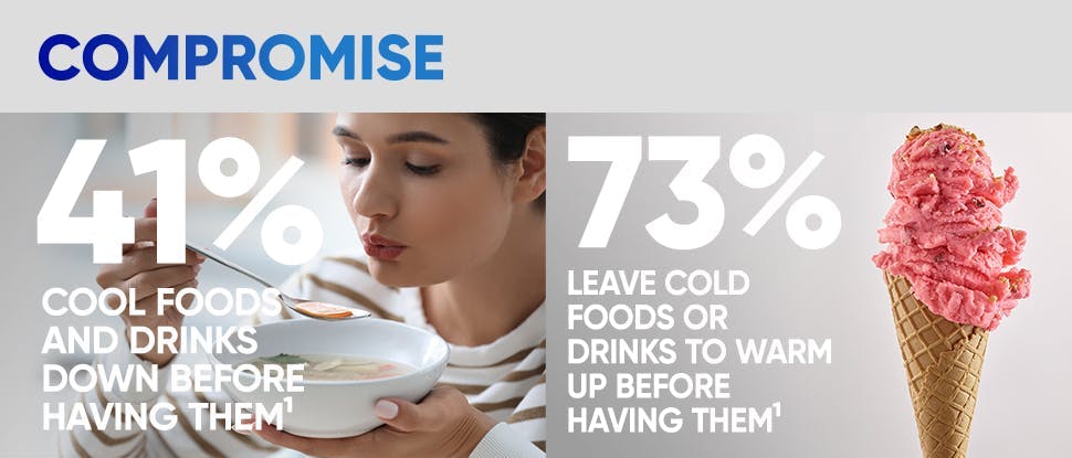 Compromise 41% cool foods/drinks down before having them 73% leave cold foods or drinks to warm up/melt before having them