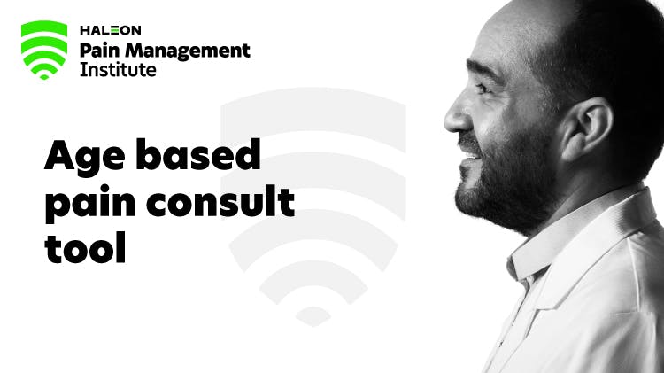 Image of the Haleon Pain Management Institute logo, and the side profile of a pharmacist