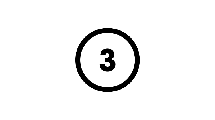 Graphic image of the number 3 inside a black ring, set on a lime green background 