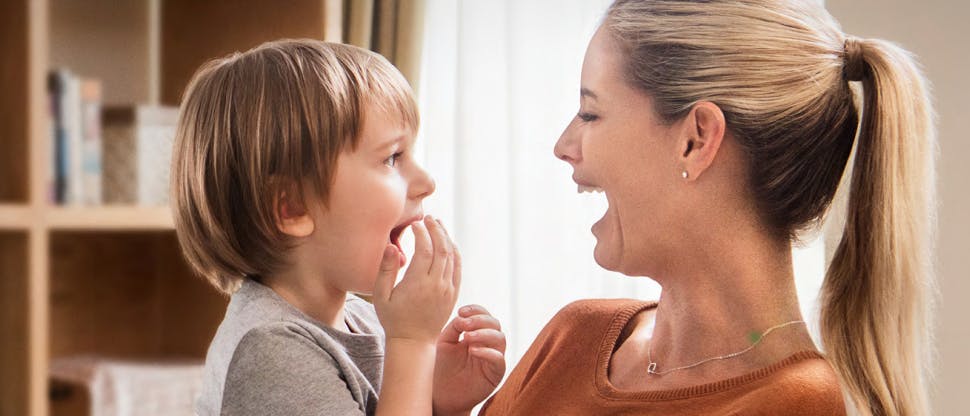 Happy child with his mother