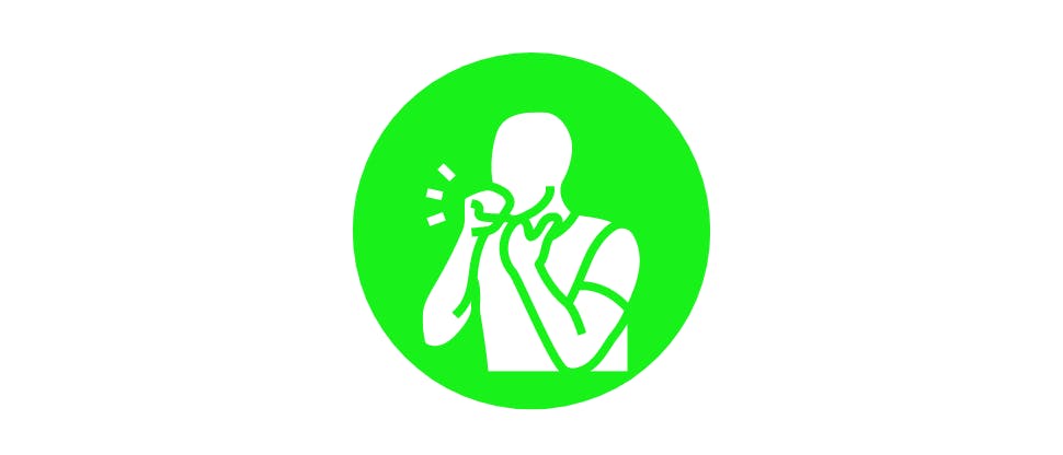 Orange coughing man graphic