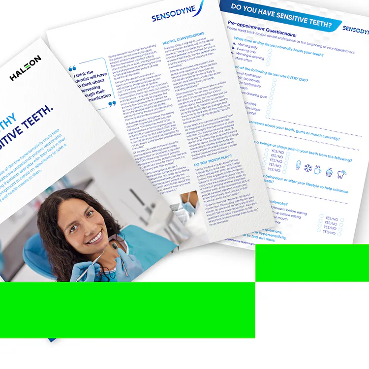 Sensodyne leaflets with header Community and Resources