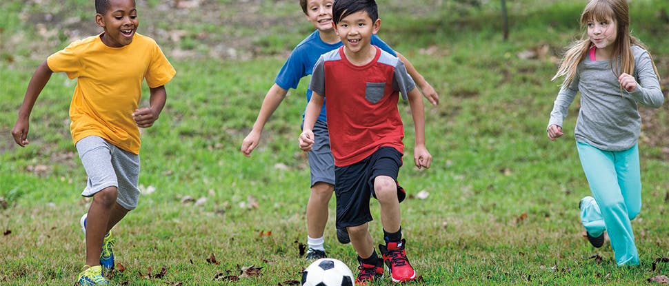 Kids playing soccer