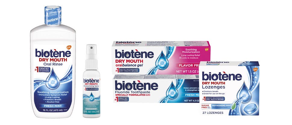 Range of Biotène Dry Mouth Relief Products