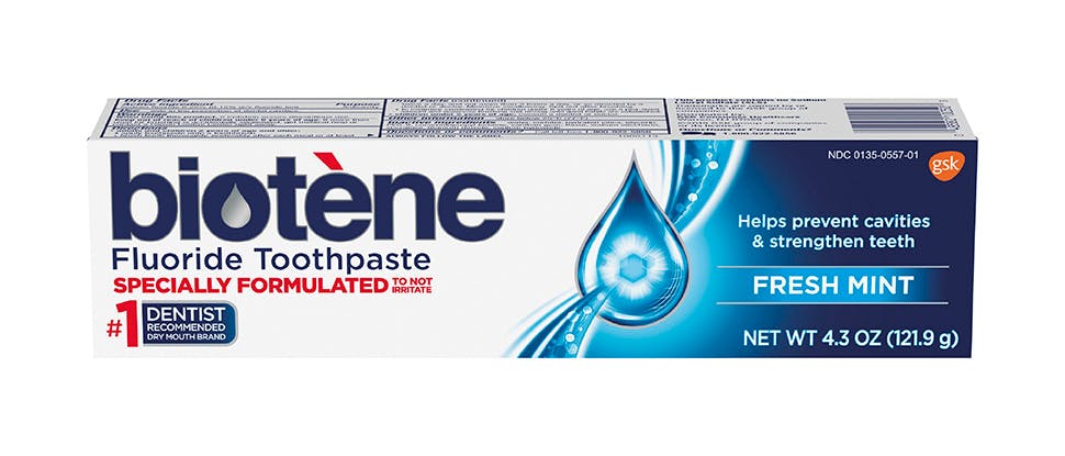 Box of Biotène Fluoride Toothpaste