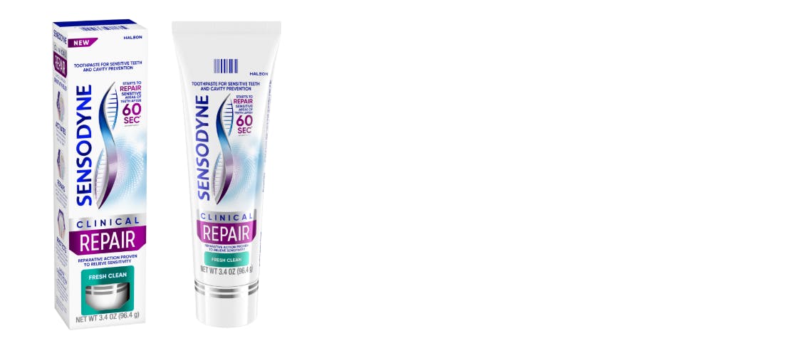 Sensodyne Clinical Repair tube and carton 