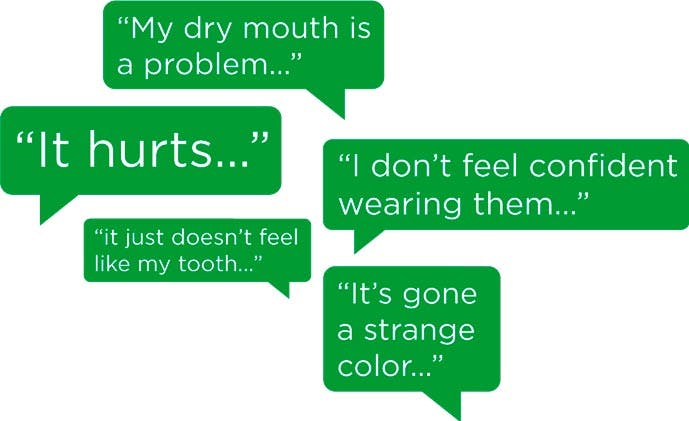 Patient quotes in a speech bubble