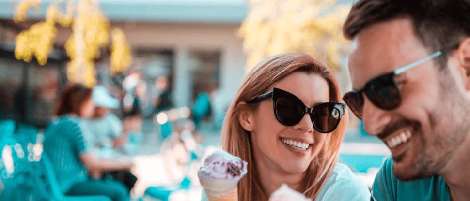 A couple enjoying ice cream