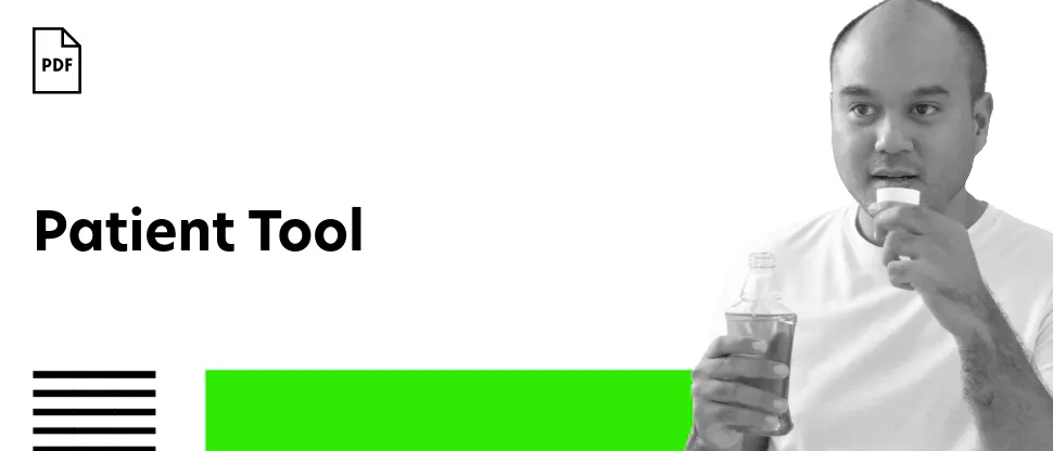 patient holding mouthwash