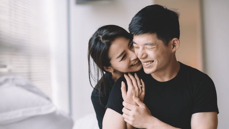 Happy couple embracing each other