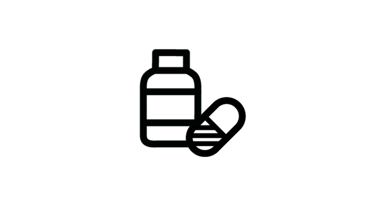 Icon of pill bottle and pill