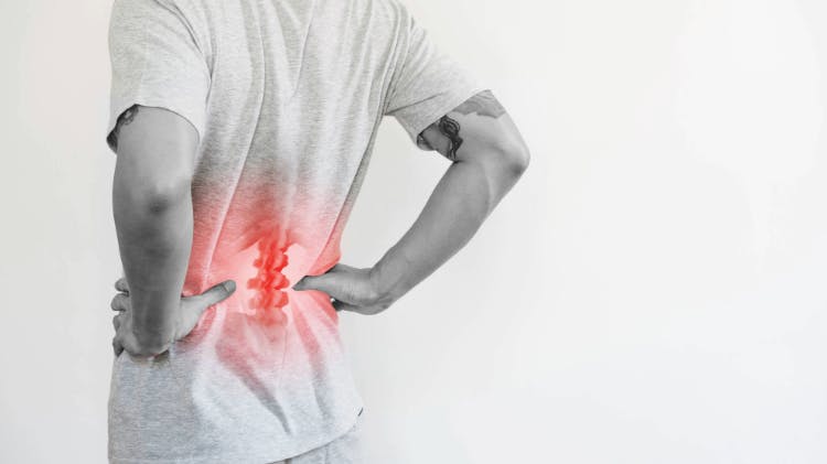 Person holding lower back in pain