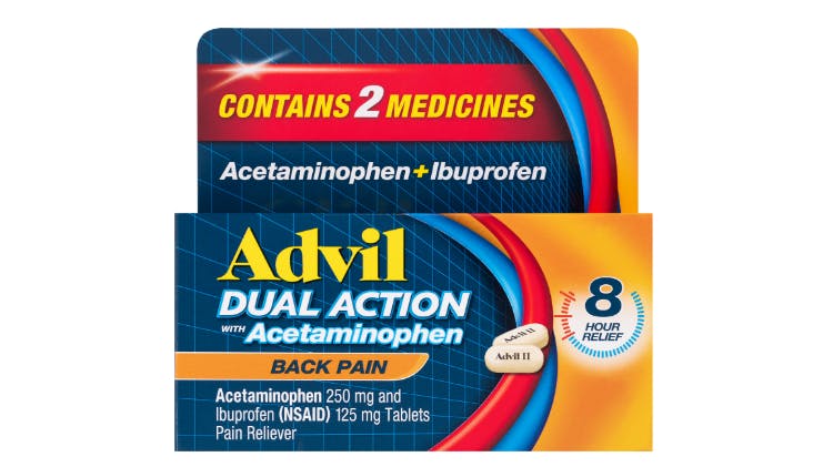 Advil Dual Action Back Pain packaging